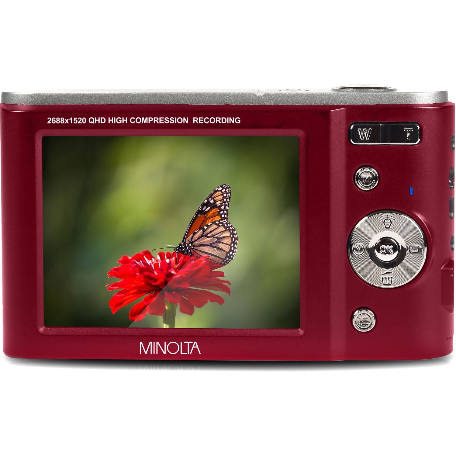 Minolta MND20 44MP 2.7K Ultra HD Digital Camera (Red) - Perfect for Travel, Vlogging & Photography Enthusiasts