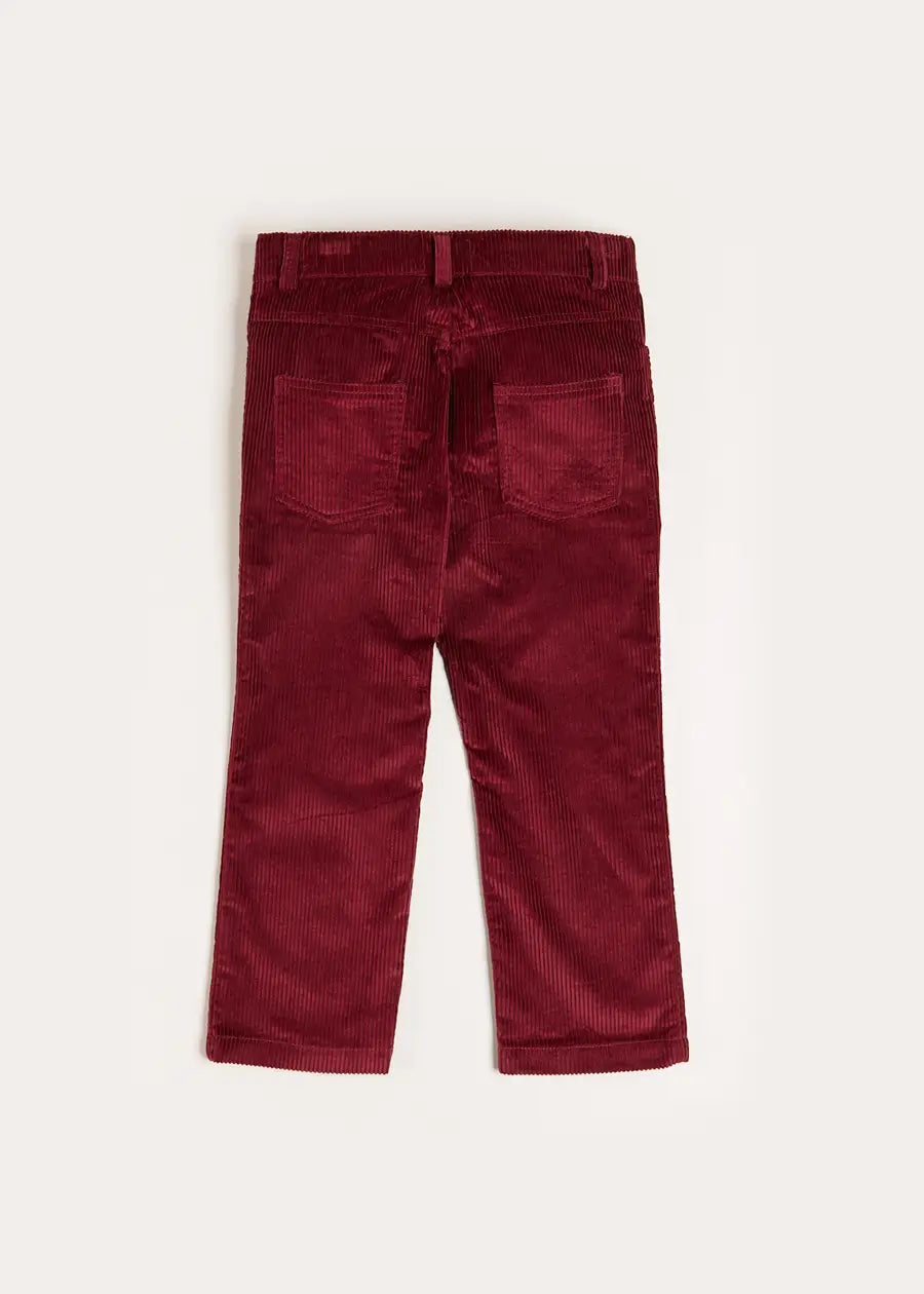 Stylish Burgundy Corduroy Five Pocket Trousers for Kids (4-10 Years) - Perfect for School, Playdates & Casual Outings