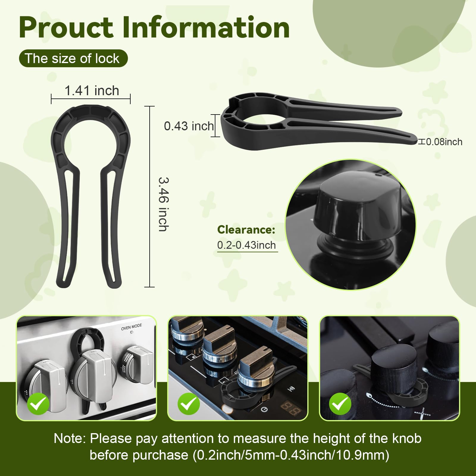 **5-Pack Heat-Resistant Gas Stove Knob Locks – Child & Pet Safety Oven Knob Covers – Black – Perfect for Baby-Proofing Kitchens & Preventing Accidents**
