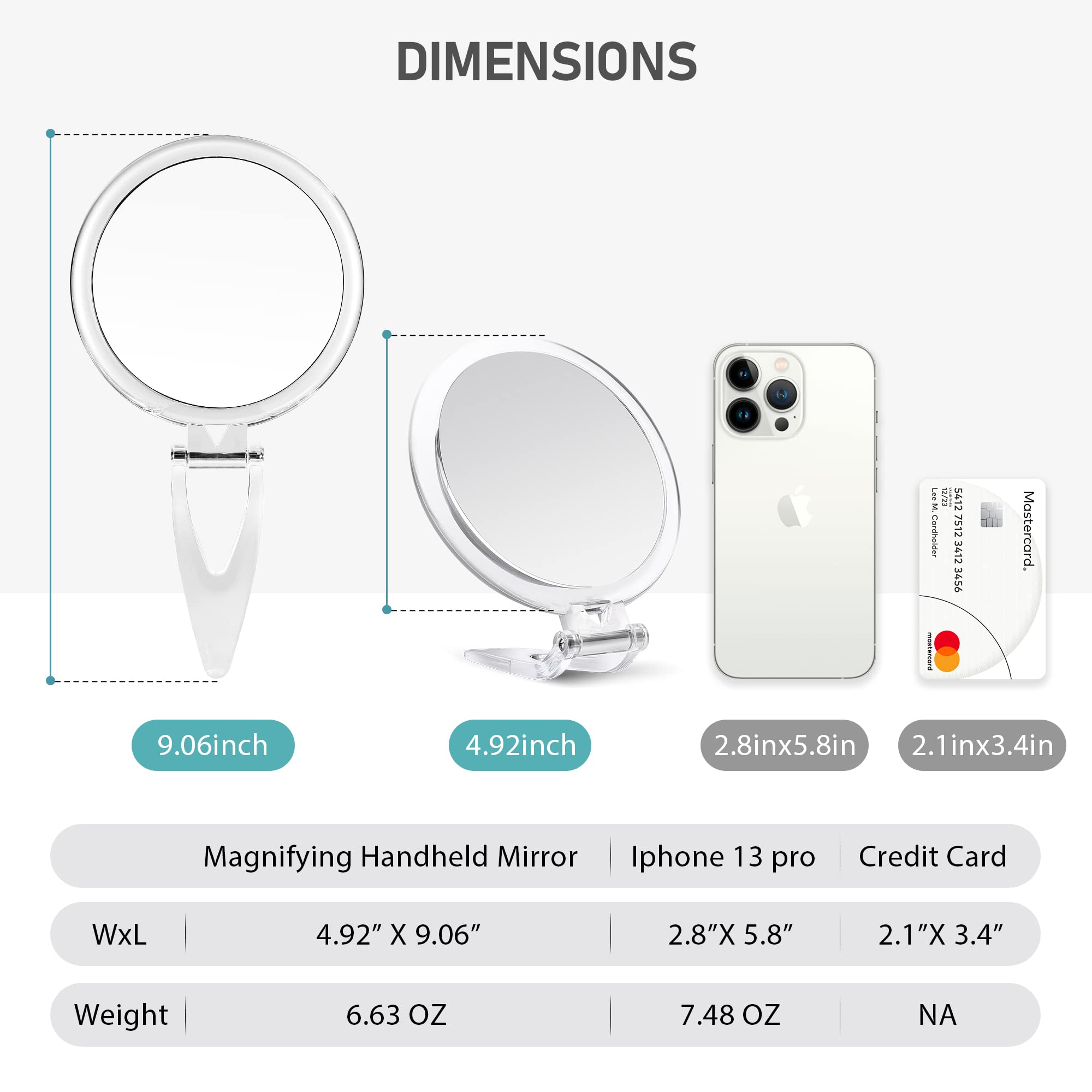 MIYADIVA 30X Magnifying Hand Mirror with Handle - Double-Sided 1X/30X Travel Makeup Mirror, 5-Inch Foldable Portable Mirror for Women - Perfect Gift for Makeup, Skincare & Travel Accessories