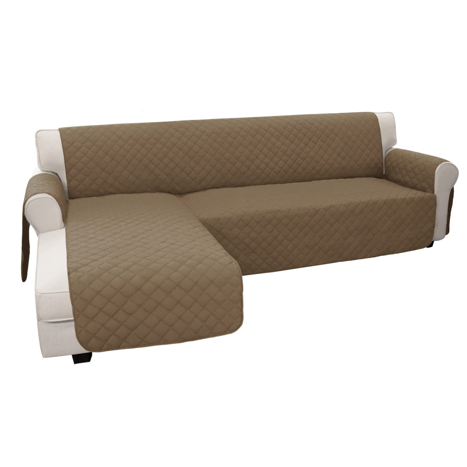 Reversible L-Shaped Sofa Slipcover - Large Camel Sectional Couch Cover with Chaise Lounge | Pet & Child Proof Furniture Protector | Perfect for Living Room, Family Room & Home Theater