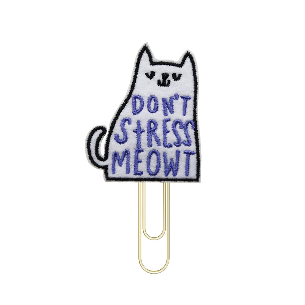 Funny Don't Stress Meowt Meme Planner Paper Clips & Bookmarks - Cute Cat Stationery for School, Office & Gifts - Perfect for Organizing Notes, Books & Planners