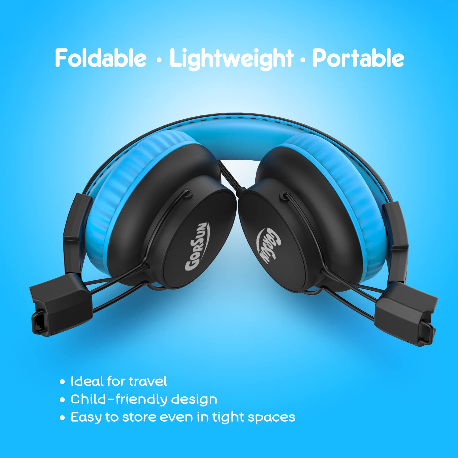 Gorsun Kids Headphones with Volume Limiter (85dB/94dB) - Wired Headset with Microphone & Sharing Function, Adjustable Toddler Headphones for School, Tablet, PC - Perfect for Online Classes, Travel & Home Learning