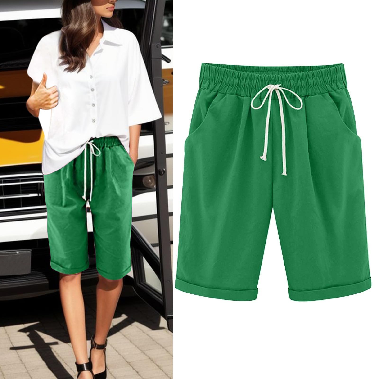 Plus Size Women's Bermuda Shorts - Cotton Summer Vacation Shorts for Beach & Casual Wear