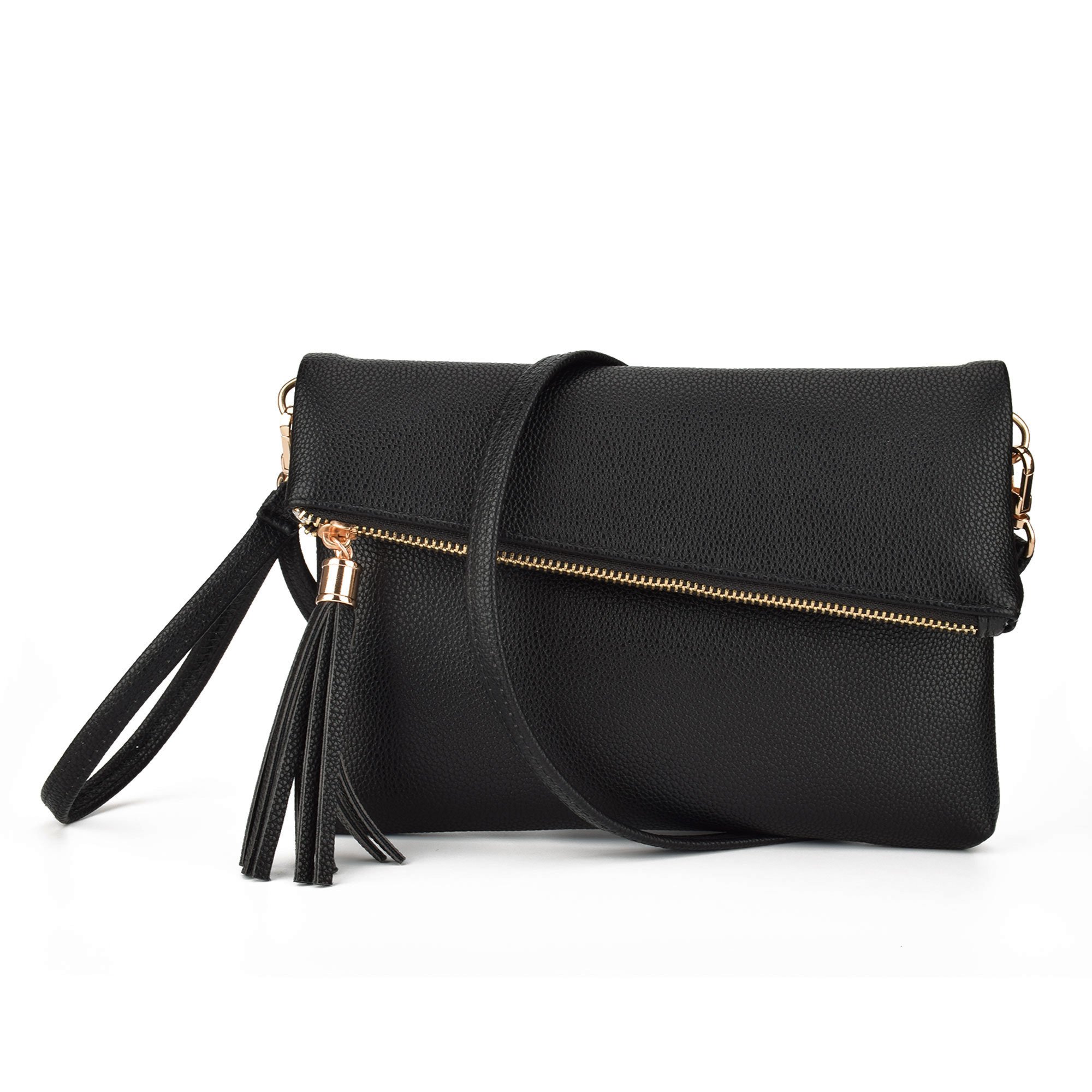 Jiaruo Women's Small Leather Crossbody Bag with Tassel Fold Cover - Stylish Sling Handbag Purse for Everyday Use, Travel & Shopping