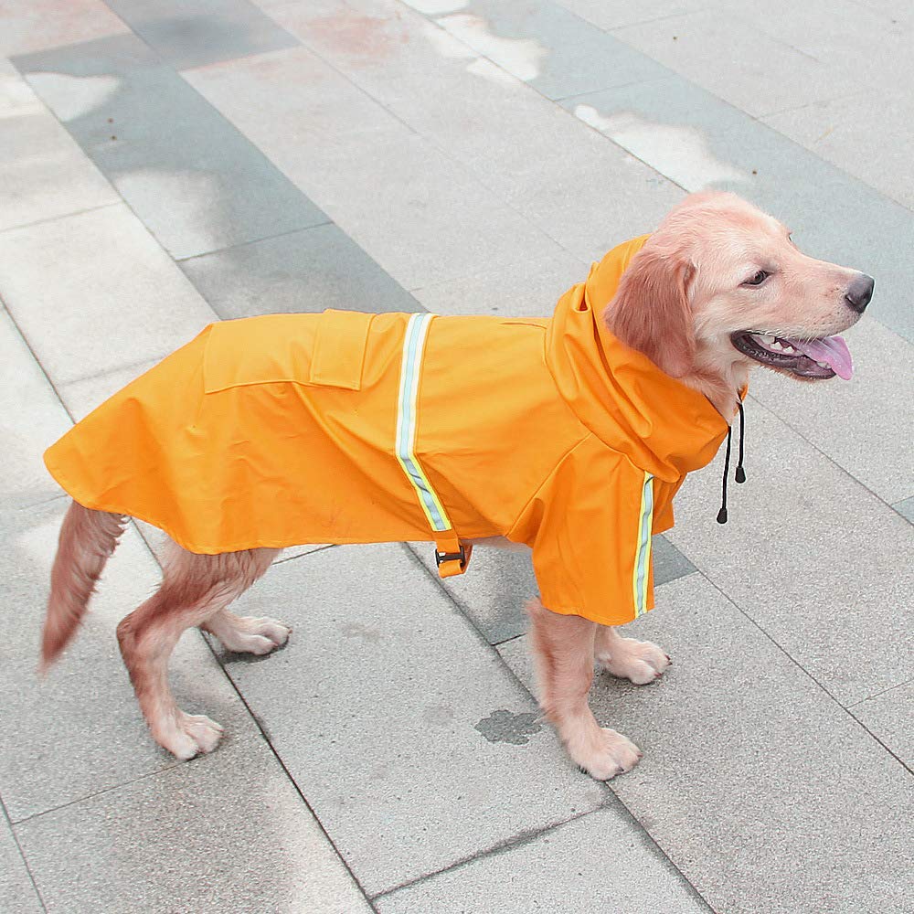 Waterproof Reflective Dog Raincoat with Hood - Lightweight & Durable Pet Rain Jacket for Small, Medium, Large Dogs (Large, Orange) - Perfect for Walking, Hiking & Outdoor Adventures in Rainy Weather