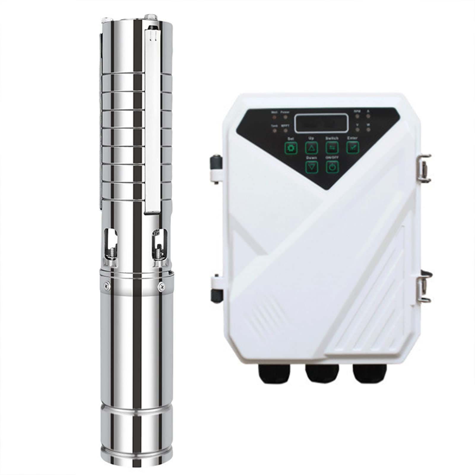 4 Inch Solar Water Pump with MPPT Controller & Float Switch - Solar Powered Deep Well Submersible Pump for Home, Farm & Industrial Use | Irrigation, Livestock Watering, Garden & Off-Grid Applications
