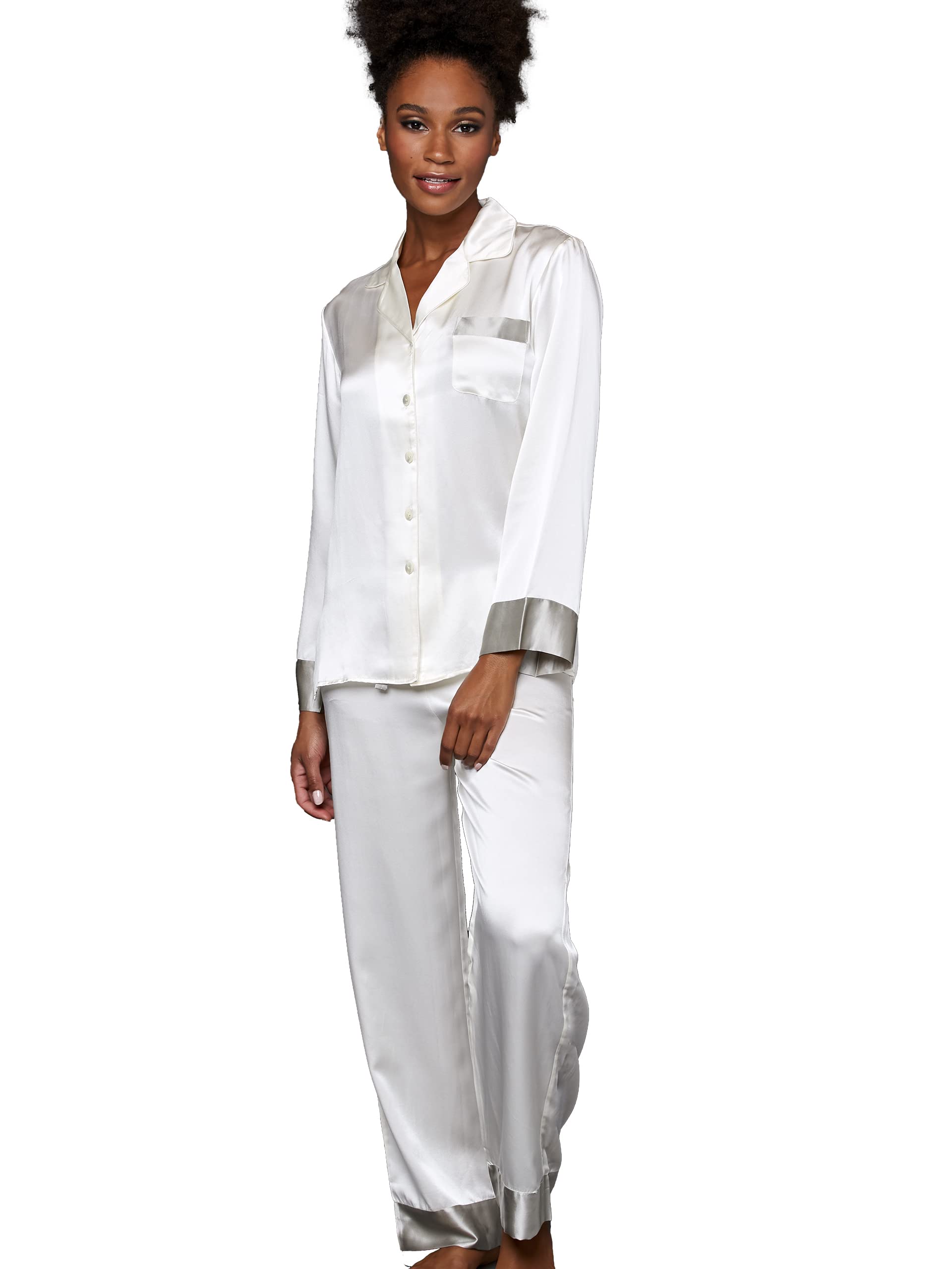 Luxury 100% Silk Pajamas for Women - Classic Fit Sleepwear & Lounge Set | Perfect for Evening Relaxation, Bridal Shower Gifts & Spa Nights