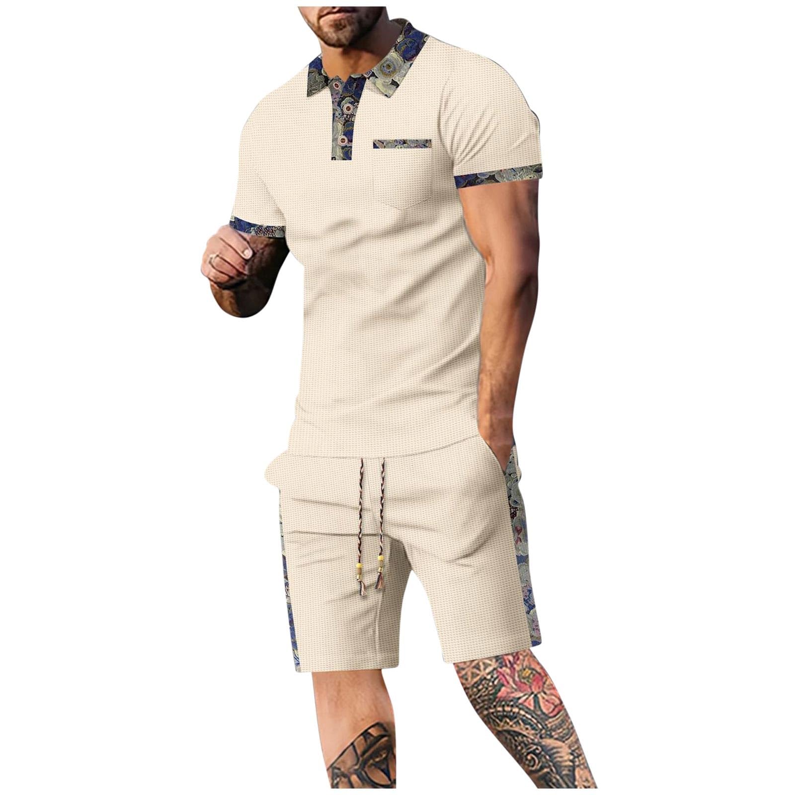 Men's Waffle Polo Shirt & Shorts Set - 2 Piece Summer Casual Outfit, Short Sleeve Sportswear for Gym, Running & Outdoor Activities | Breathable & Comfortable Tracksuit