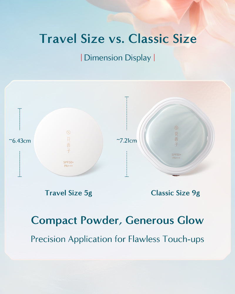 Yurong Airbrushed Tinted Pressed Powder SPF50+ PA+++ - Travel Size Compact Makeup with Sunscreen for On-the-Go Touch Ups & Daily Sun Protection