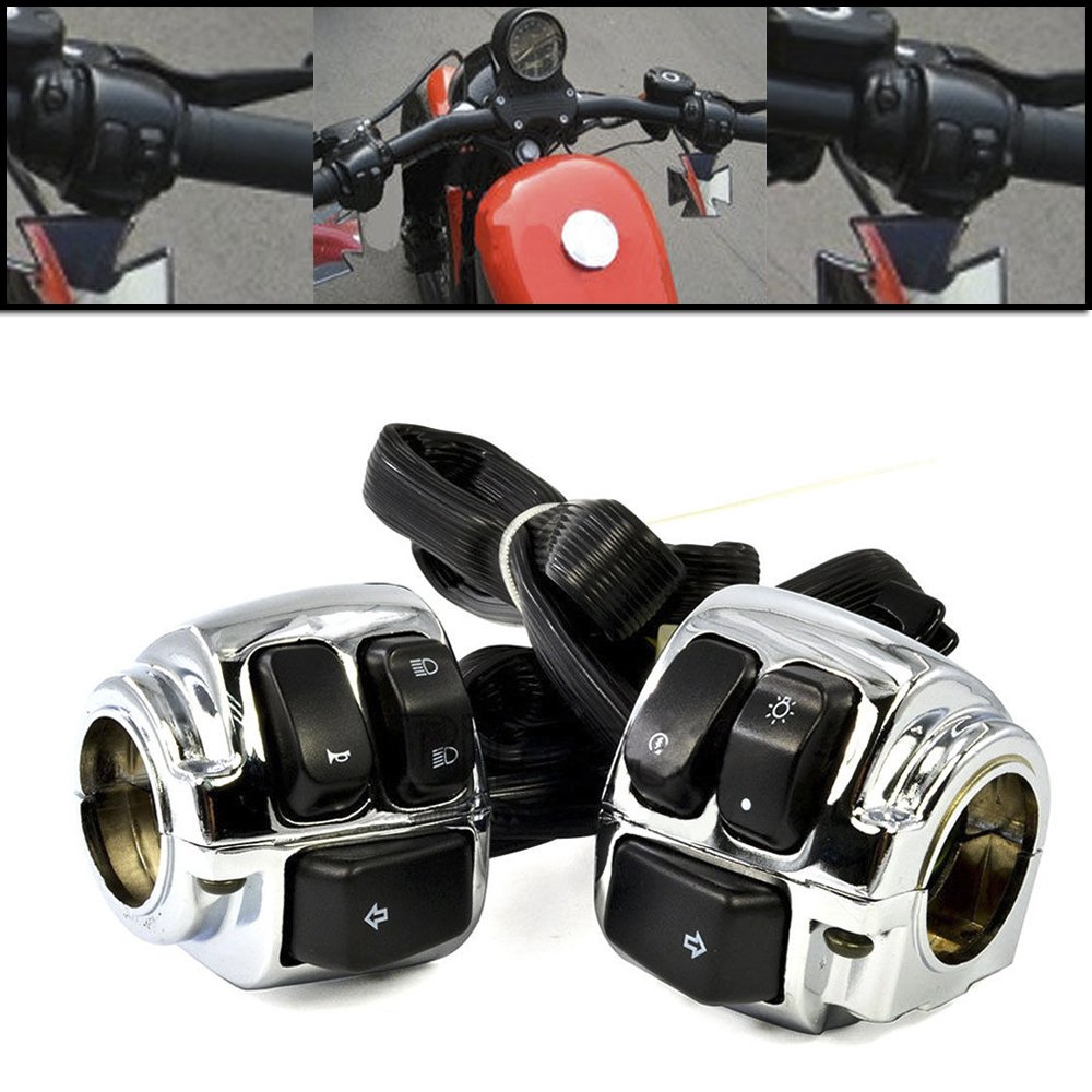 Chrome Harley-Davidson Horn Turn Signal Headlight Switch Kit with Hydraulic Brake Master Cylinder, Clutch Levers & Hand Grips - Compatible with 1996-2012 Softail, Dyna, Sportster, V-Rod 1