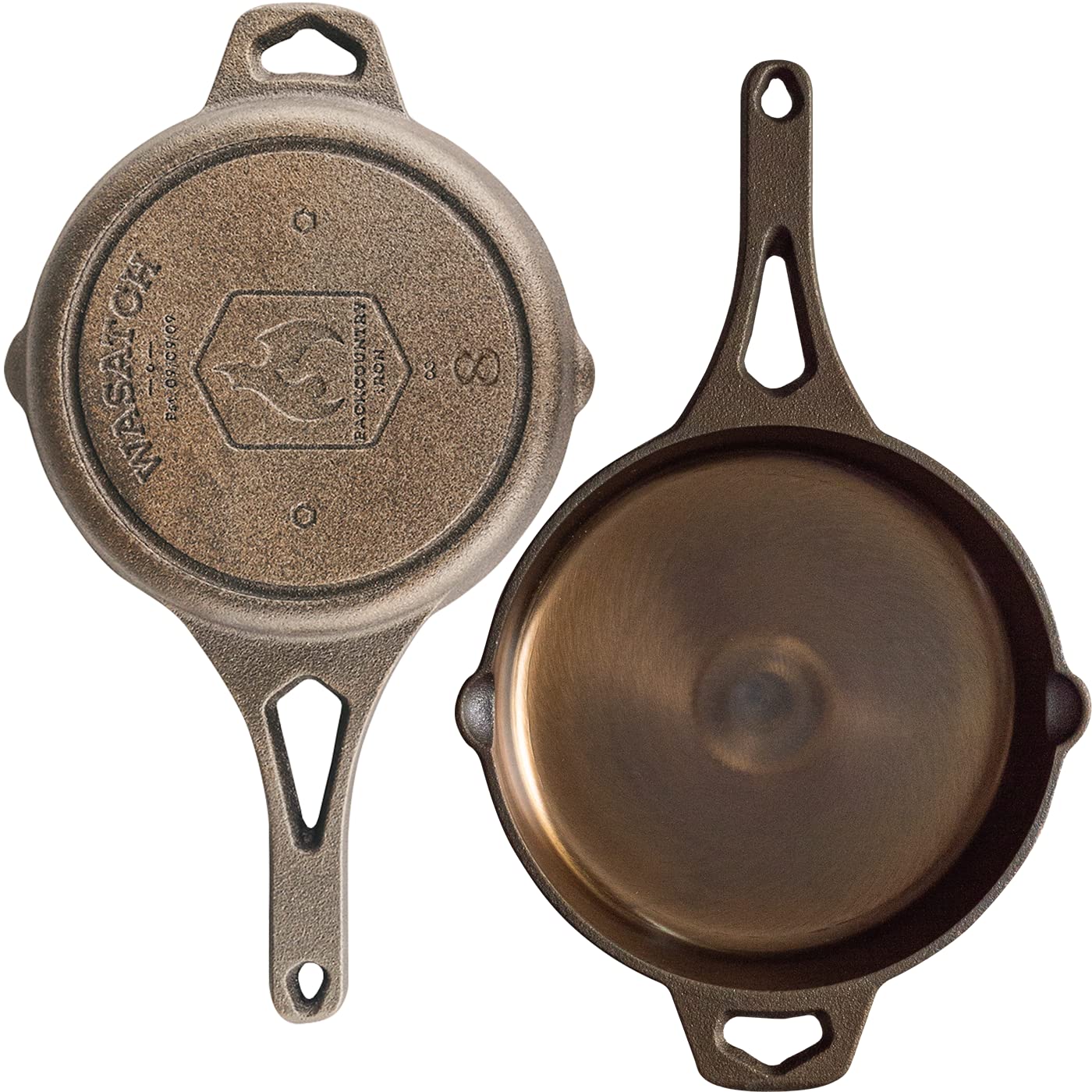 Pre-Seasoned 8 Inch Round Cast Iron Skillet - Backcountry Iron Wasatch Series - Perfect for Camping, Dutch Oven Cooking & Outdoor Adventures