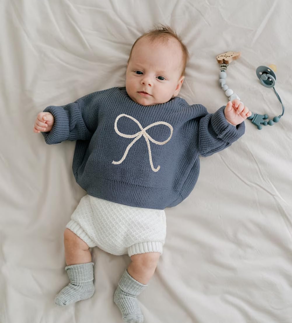 Douhoow Baby Knit Sweater - Soft Unisex Pullover for Baby Girls & Boys | Warm Winter & Fall Festival Clothing | Perfect for Playdates, Holidays & Family Photos