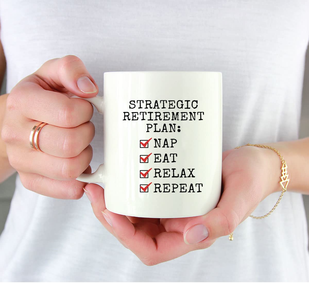 Funny Retirement Coffee Mug - Strategic Retirement Plan Ceramic Cup for Women & Men - 11 oz Happy Retirement Gift for Coworkers & Boss - Perfect Office Farewell Present & Humorous Coffee Cup for Daily Use