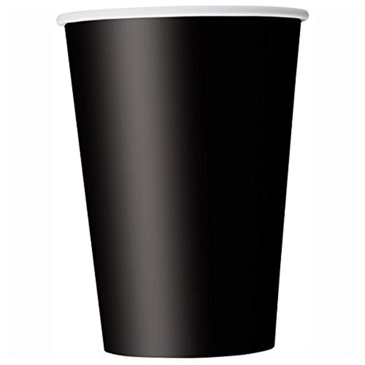 Unique Party 32046 - 9oz Black Disposable Paper Cups, Pack of 14 - Perfect for Halloween, Birthday Parties, and Office Events