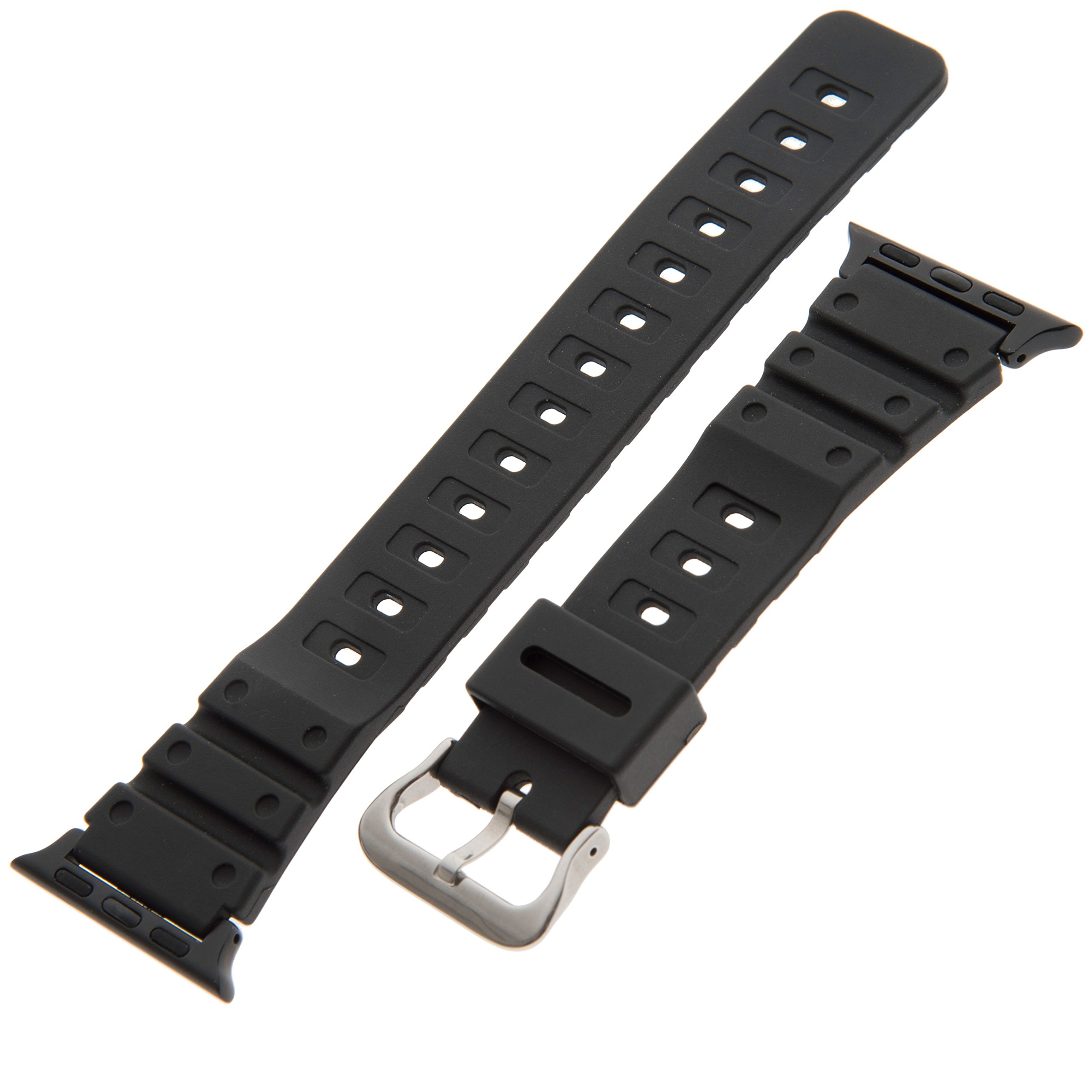 Waterproof Extra-Long Black Polyurethane Smart Watch Band for Apple Watch - Durable Strap for Sports, Swimming & Everyday Use