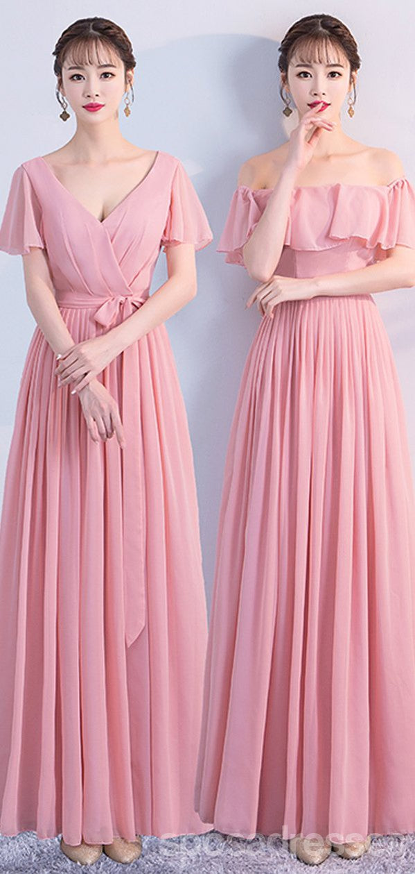 Affordable Mismatched Pink Chiffon Bridesmaid Dresses - WG755 | Elegant Wedding Party Attire for Bridesmaids, Formal Events & Special Occasions