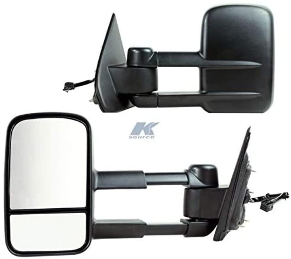 Fit System K Source 6214748G Towing Mirrors for GMC Sierra & Chevy Silverado - Heavy Duty Towing, Enhanced Visibility for Trailers & RVs