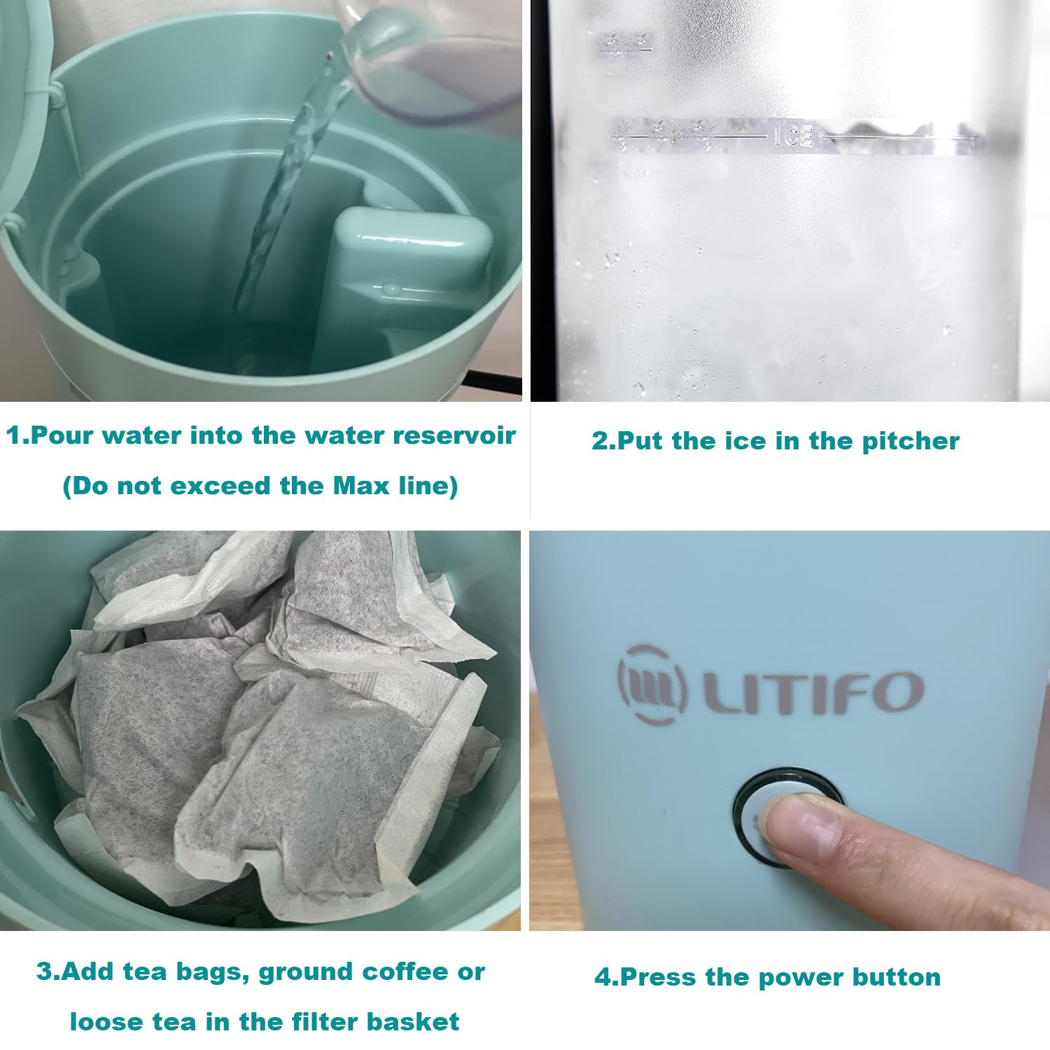 LITIFO 2-Quart Iced Tea Maker & Iced Coffee Brewer with Pitcher - Perfect for Fruit Infused Tea, Lemonade, Flavored Water - Light Green | Ideal for Home, Office, Parties & Outdoor Gatherings