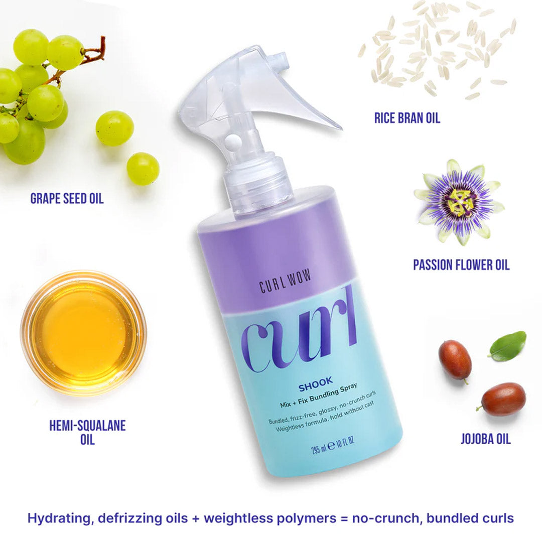 Curl WOW Shook Mix & Fix Bundling Spray 295ml - Hydrating Curl Defining Hair Spray for Natural Curls & Waves - Perfect for Styling, Frizz Control & Daily Hair Care