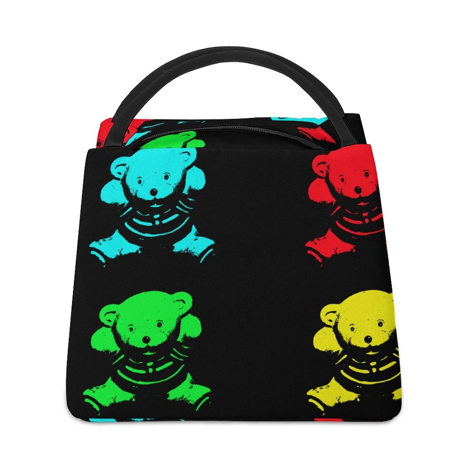 Portable Insulated Lunch Bag for Women - Reusable Camping & Hiking Meal Tote with Aluminum Foil Lining - Cute Colorful Bear Design - Perfect for Outdoor Adventures, Picnics, and Work Lunch Storage