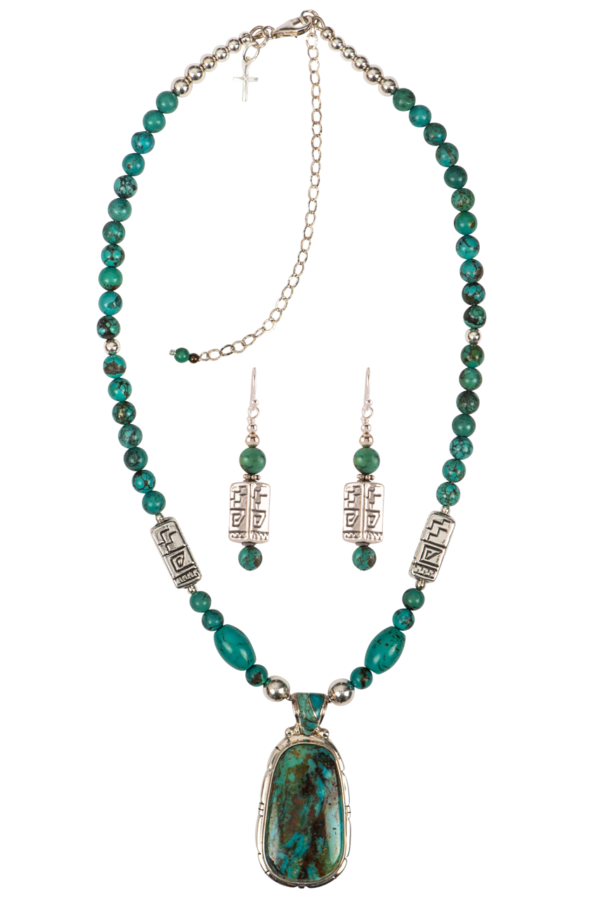Turquoise Bale Jewelry Set for Women - Handmade Sweet Tea Style Necklace & Earrings - Perfect for Boho Fashion, Weddings & Special Occasions