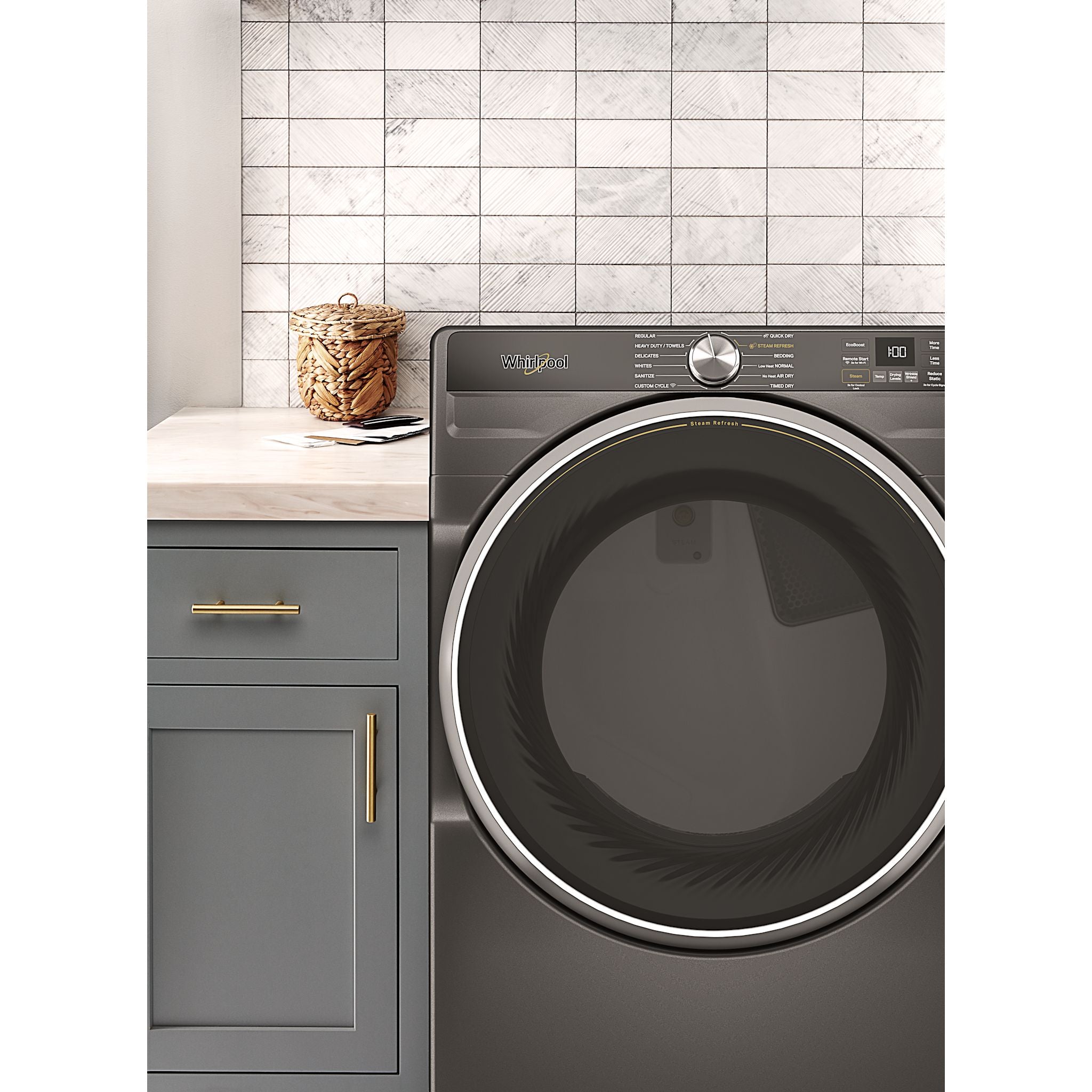 Whirlpool WGD5720RU Front Load Electric Dryer - 7.4 cu. ft. Capacity, Energy Star Certified, Volcano Black Finish - Perfect for Laundry Rooms & Apartments