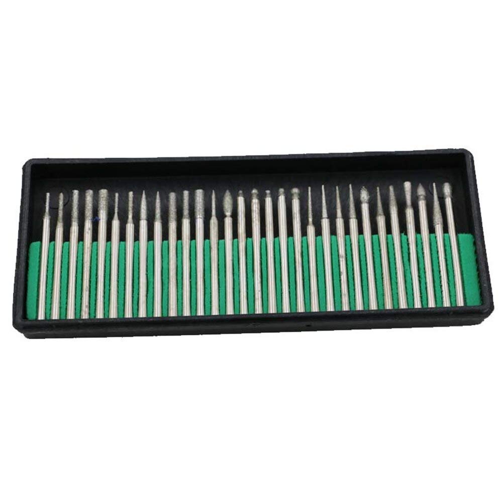 30pcs Diamond Drill Bit Set for Jewelry Carving, Glass Engraving & Metal Polishing - Rotary Tool Accessories with Cone Grinding Needles & Burr Bits - Perfect for DIY Crafts, Woodworking, and Stone Carving Projects