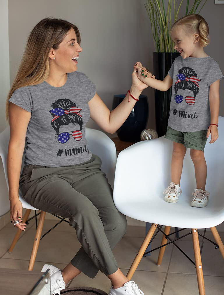 Mother Daughter Matching T-Shirts - USA Flag Mom & Me Outfits for Family Photos, Holidays & Special Occasions