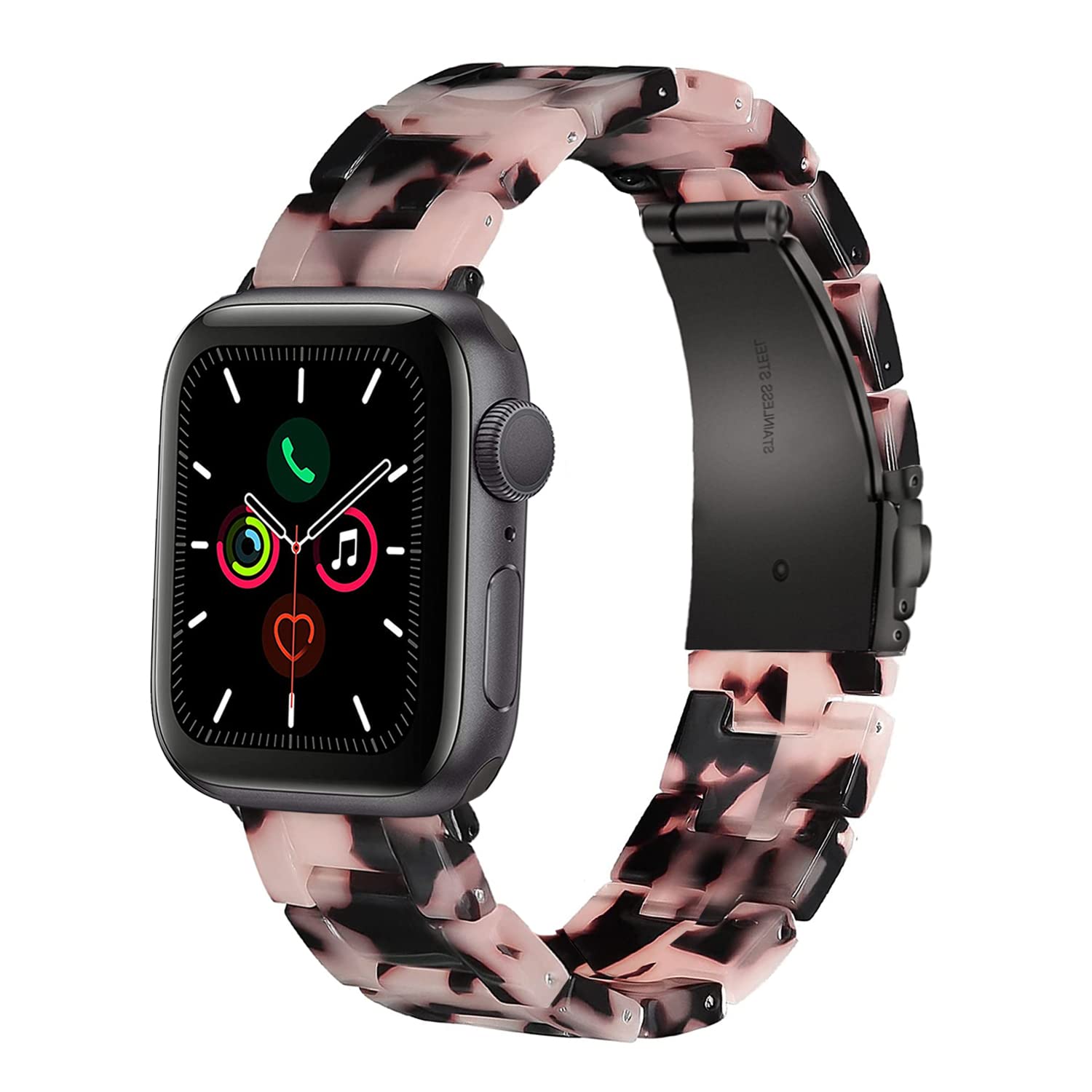 Wongeto Resin Watch Band Compatible with Apple Watch 38mm 40mm 41mm - Replacement Strap for Series SE/8/7/6/5/4/3/2/1 - Lightweight Wristband with Stainless Steel Buckle for Women & Men (Grey) - Perfect for Workouts, Daily Wear & Fashion Accessories