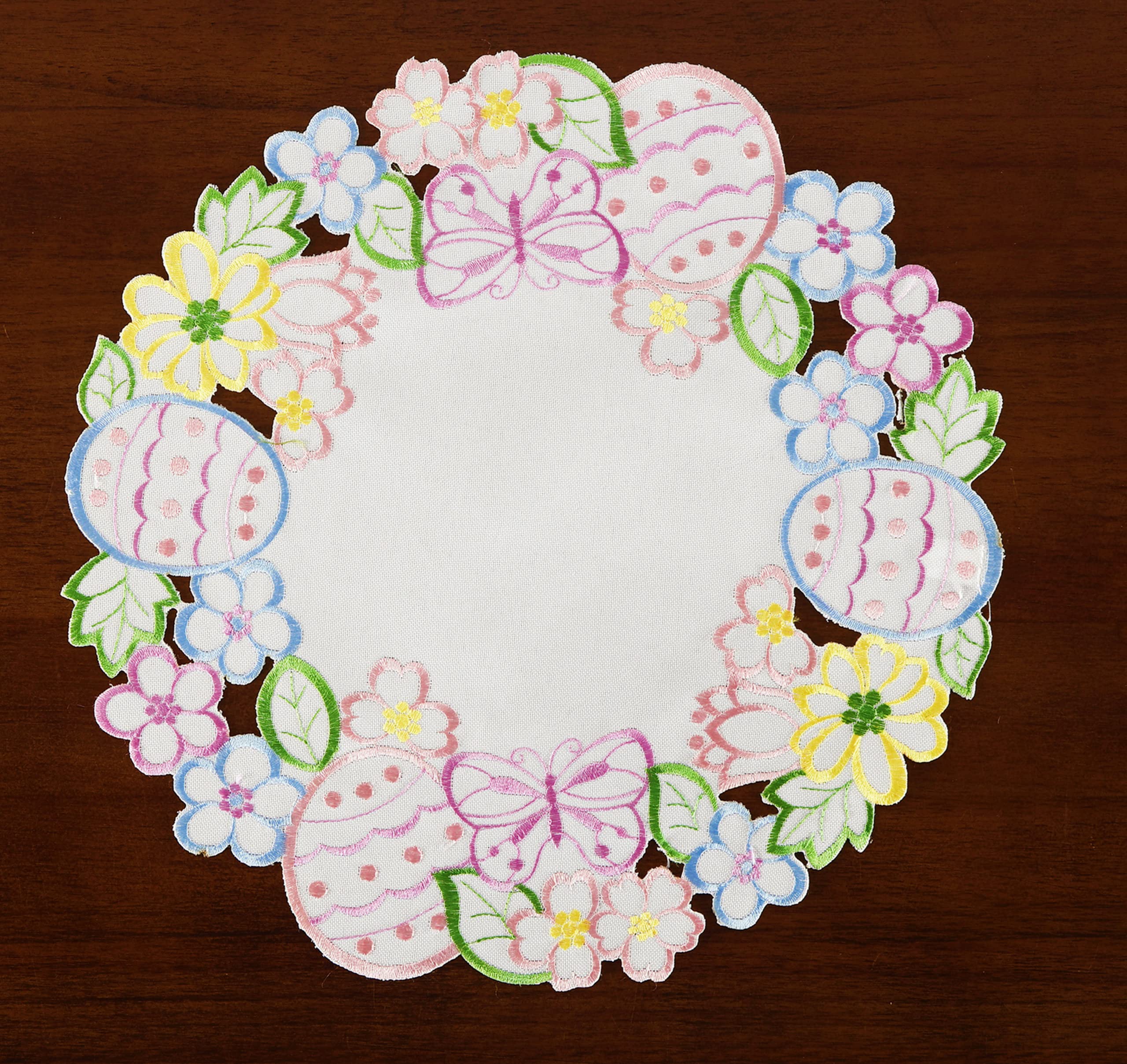 Easter Spring Placemats Set of 4 - Floral Embroidered Egg Design Table Decor for Kitchen Dining Holiday - 14