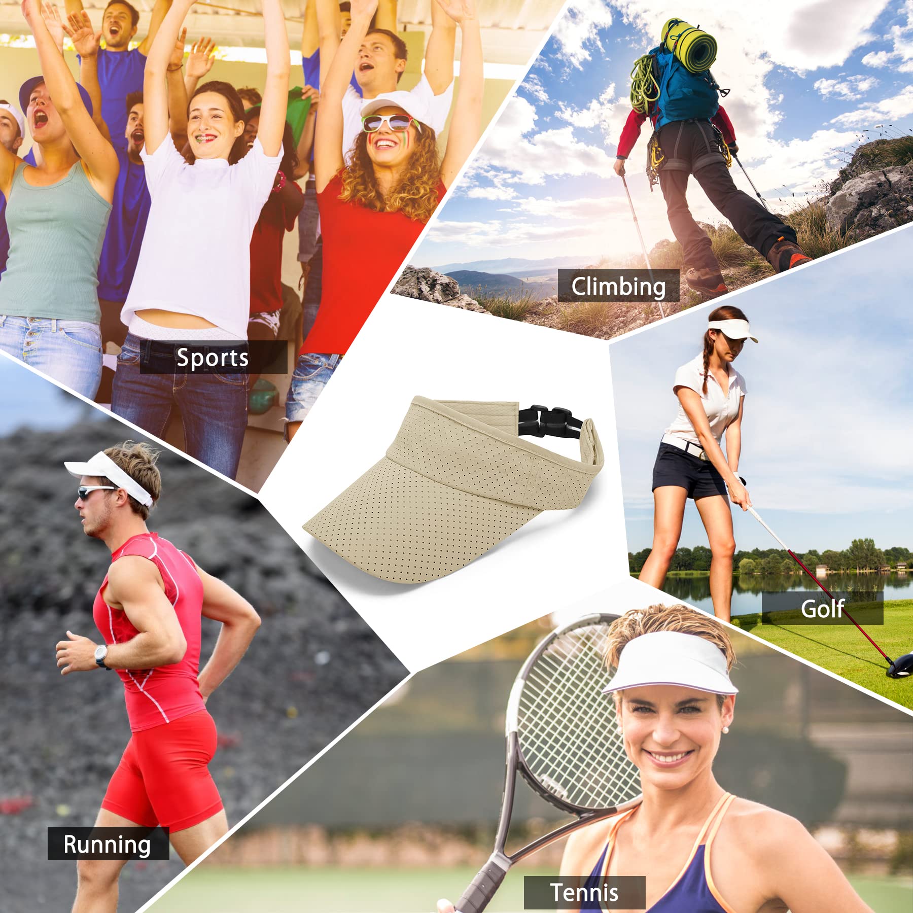 Women's Adjustable Sun Visor Hat - Cotton Twill Sports Cap for Golf, Beach, Running & Tennis - UV Protection Outdoor Sun Hat for Summer Activities