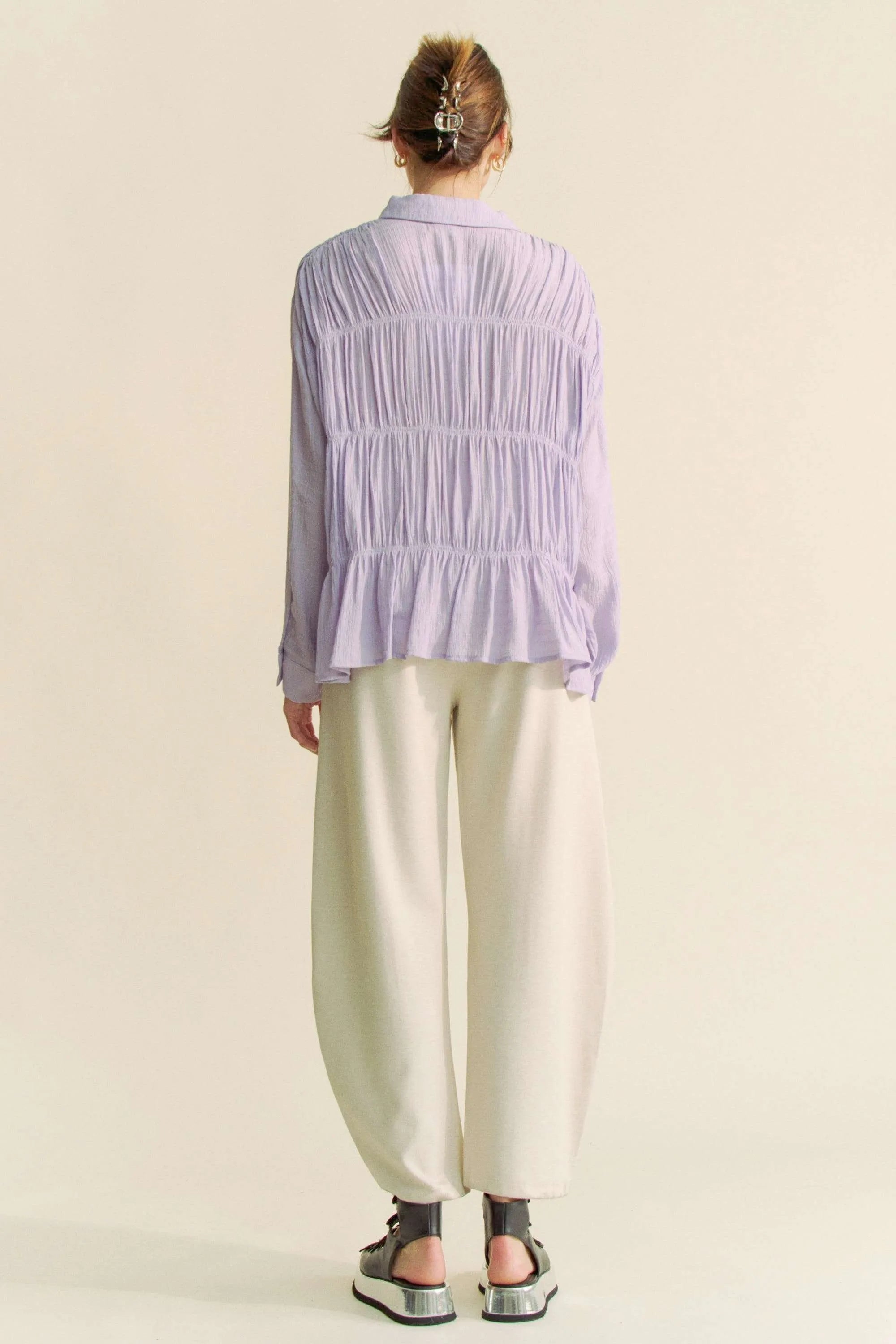 Lilac Button Front Shirt for Women - Soft & Stylish Casual Blouse with Long Sleeves - Perfect for Office, Date Night & Spring Outfits