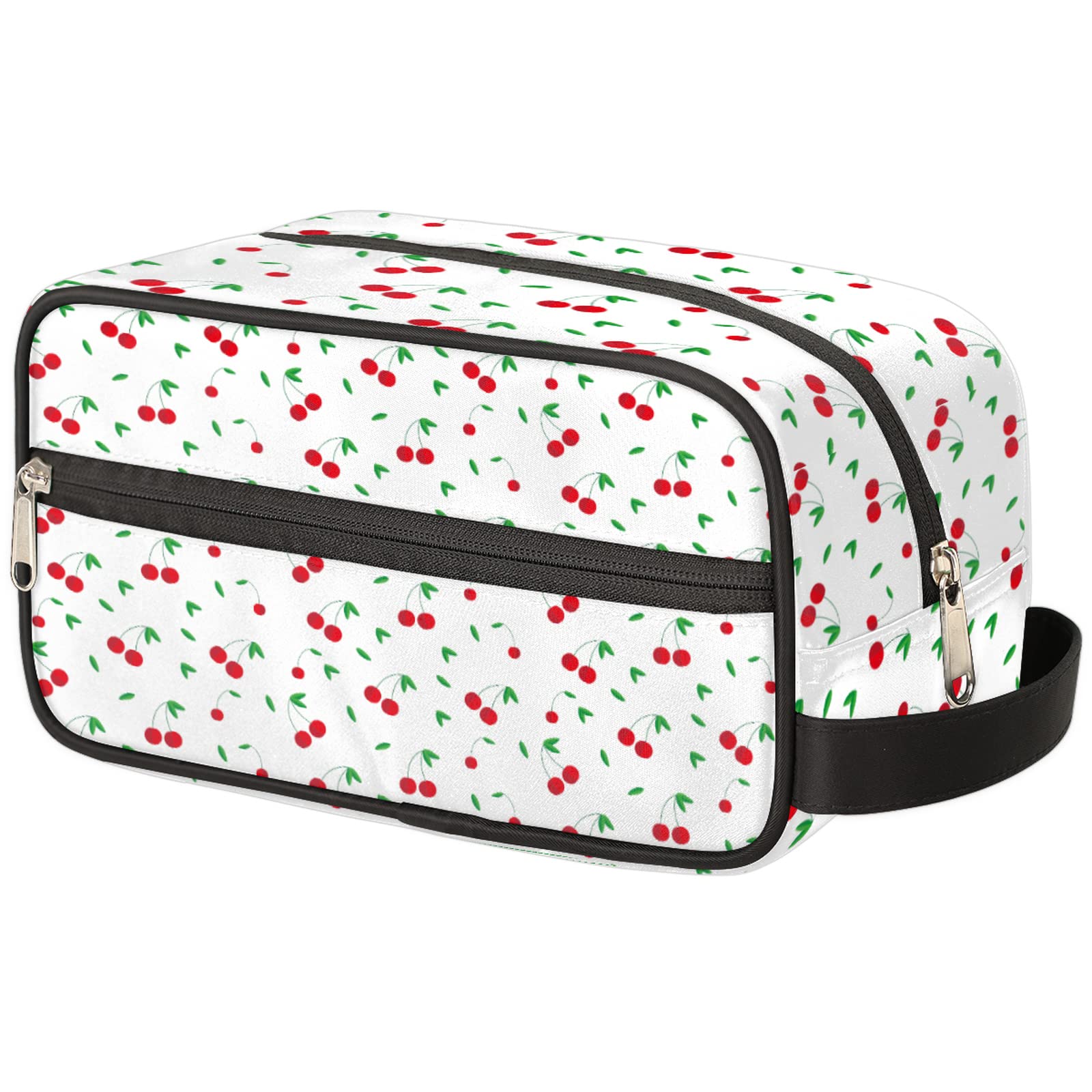 Cherry Leaves Toiletry Bag - Travel Makeup Organizer for Women & Men - Large Cosmetic Storage Case for Travel & Home