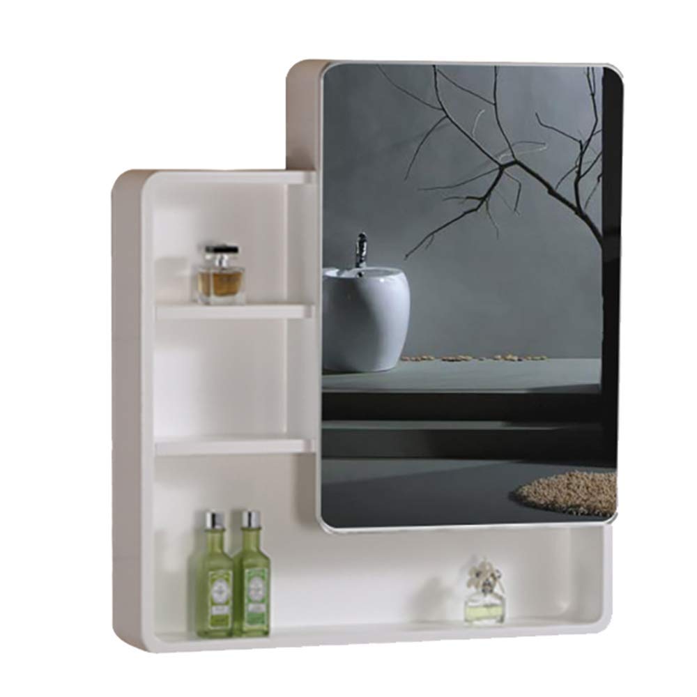 WYZQQ Bathroom Mirror Cabinet with Single Door & Shelves - White Wall Mounted Storage Organizer for Bathroom, Kitchen & Medicine - Perfect for Small Spaces & Modern Home Decor
