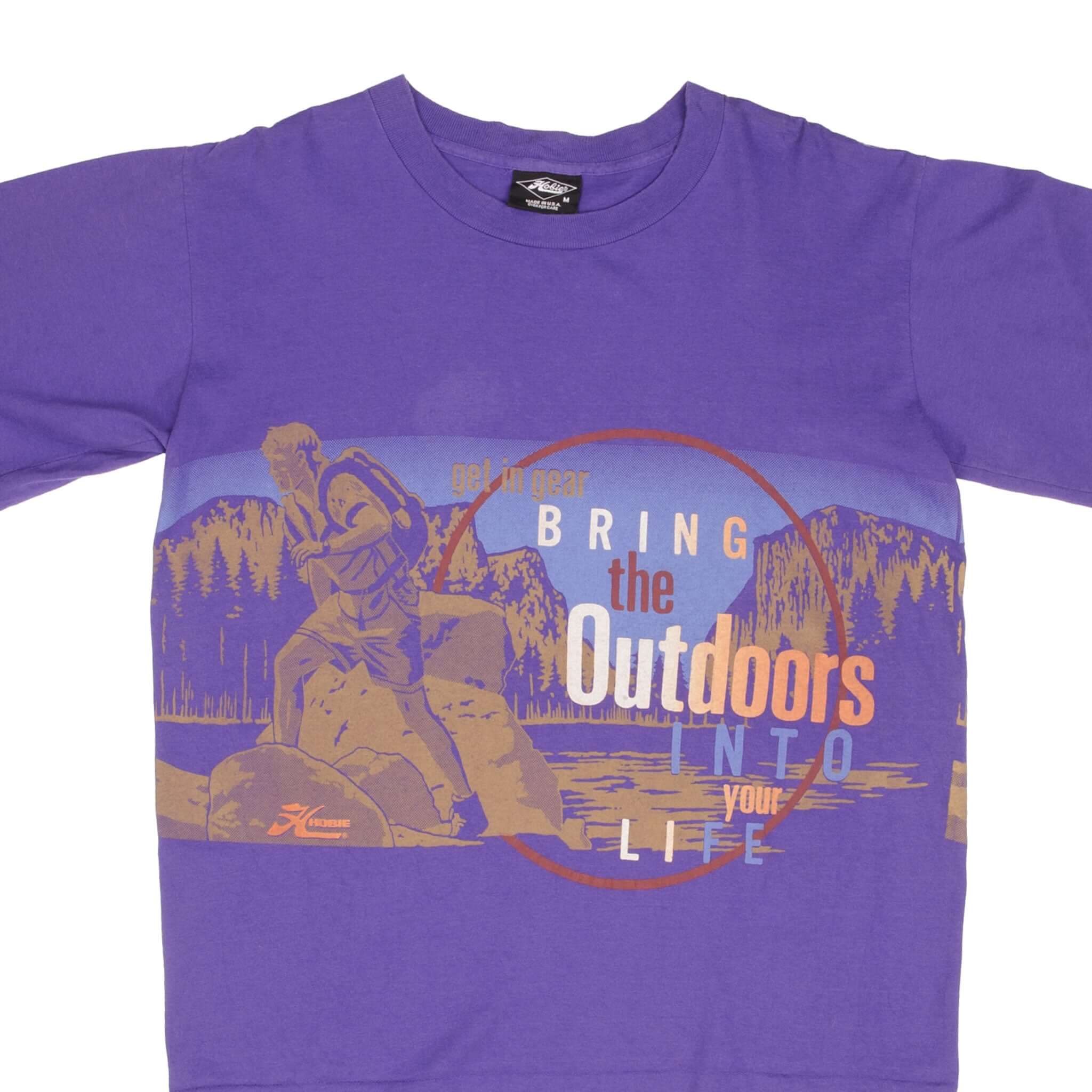 Vintage Hobie Outdoor Hiking T-Shirt - 1990s Retro Style Medium Size - Perfect for Camping, Hiking & Casual Wear