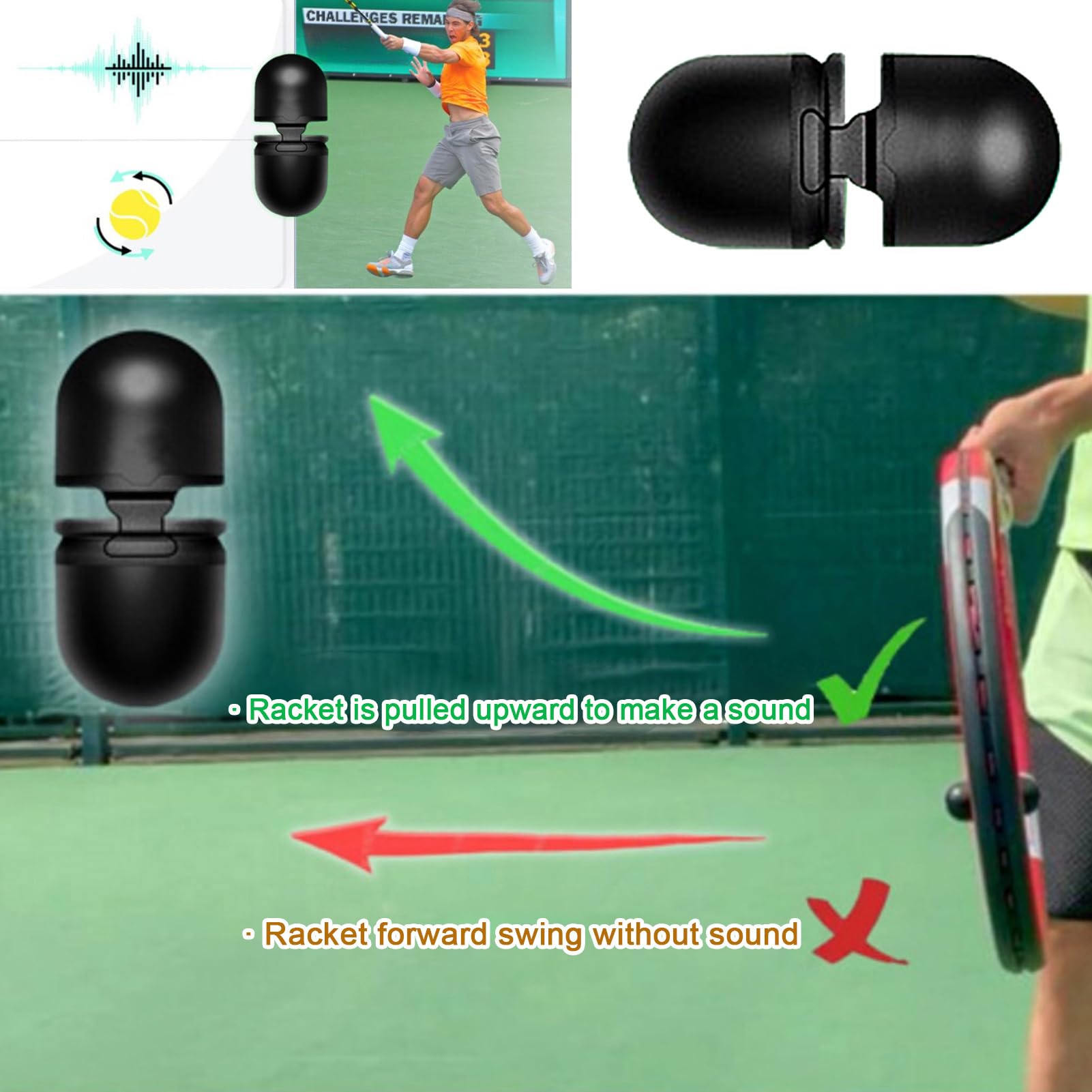 Tennis Topspin Whistle Trainer - 2Pcs Lightweight Swing Aid for Beginners | Spin Control Practice