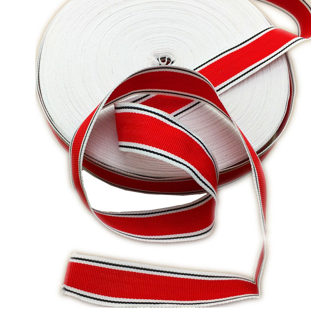 White Black Red Grosgrain Stripes Ribbon - Patriotic American Flag Ribbon for 4th of July, Independence Day Decorations (50 Yards) - Perfect for Party Decor, Gift Wrapping & DIY Crafts