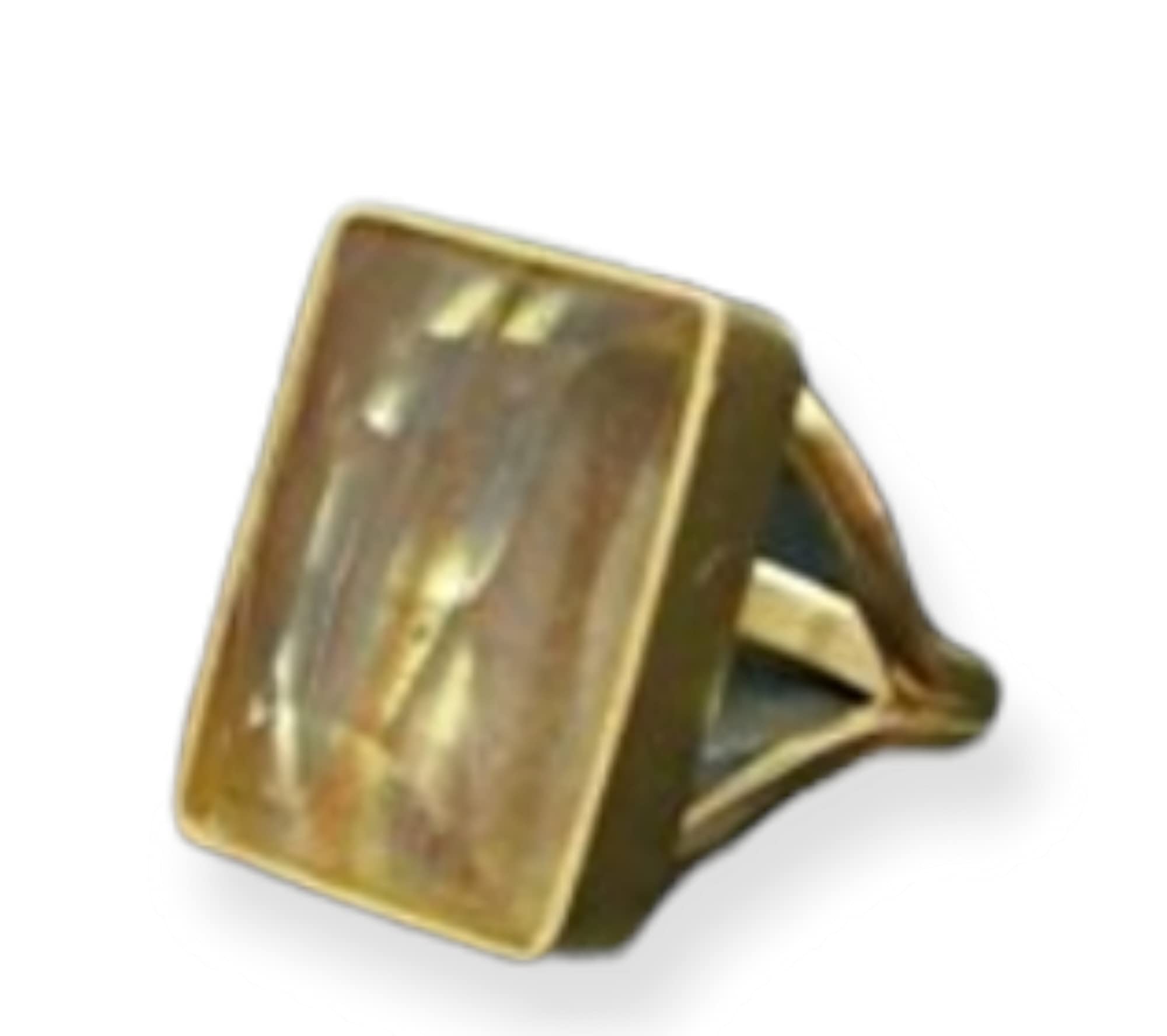 Rectangle Gold Ring with Golden Rutilated Quartz Gemstone - Elegant Bezel Setting Large Statement Ring - Perfect Wedding Gift & Bridal Jewelry (Ideal for Engagement, Anniversary, or Special Occasion Gift)