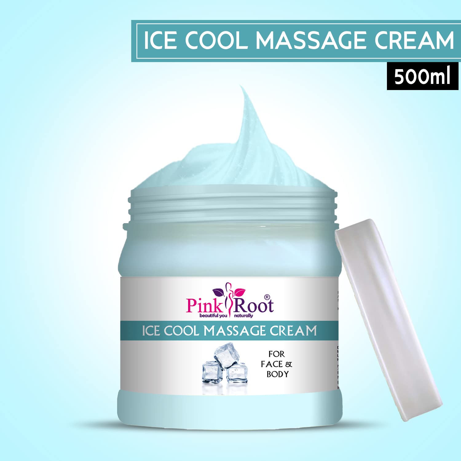 Pink Root Ice Cool Massage Cream 500ml - Anti-Acne, Anti-Aging, Pimple Treatment, Skin Softening & Smoothing | Hydrating Facial Cream for Acne-Prone & Sensitive Skin | Perfect for Daily Skincare Routine & Spa Treatments
