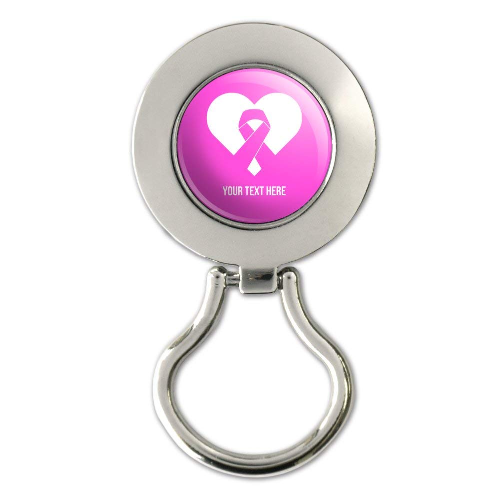 Custom Pink Ribbon Breast Cancer Awareness Magnetic Eyeglass Holder - Personalized 1 Line Engraved ID Badge Clip for Nurses, Teachers & Healthcare Workers - Show Support at Work or Events