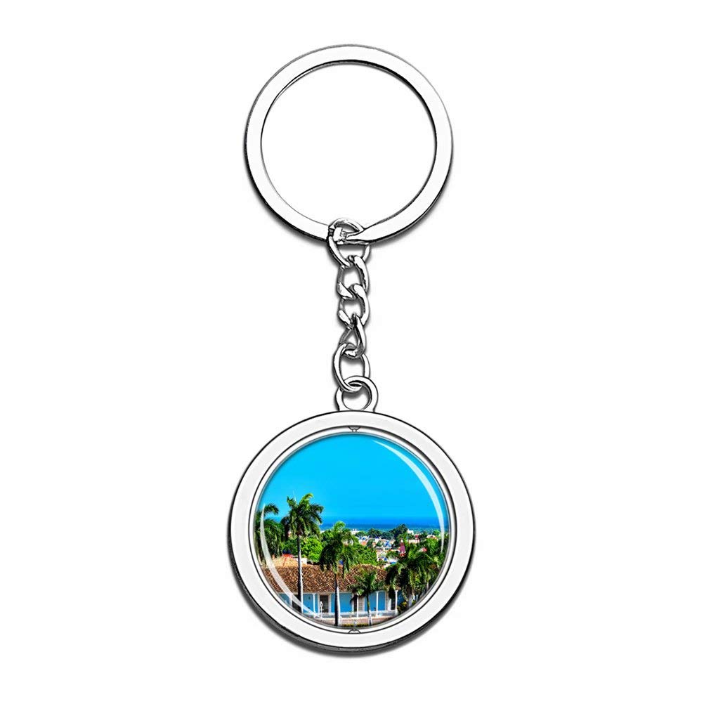 Stainless Steel Trinidad and Tobago Keychain - Crystal Spinner Souvenir for Travel Gifts & City Memorabilia | Perfect for Backpacks, Luggage Tags & House Keys