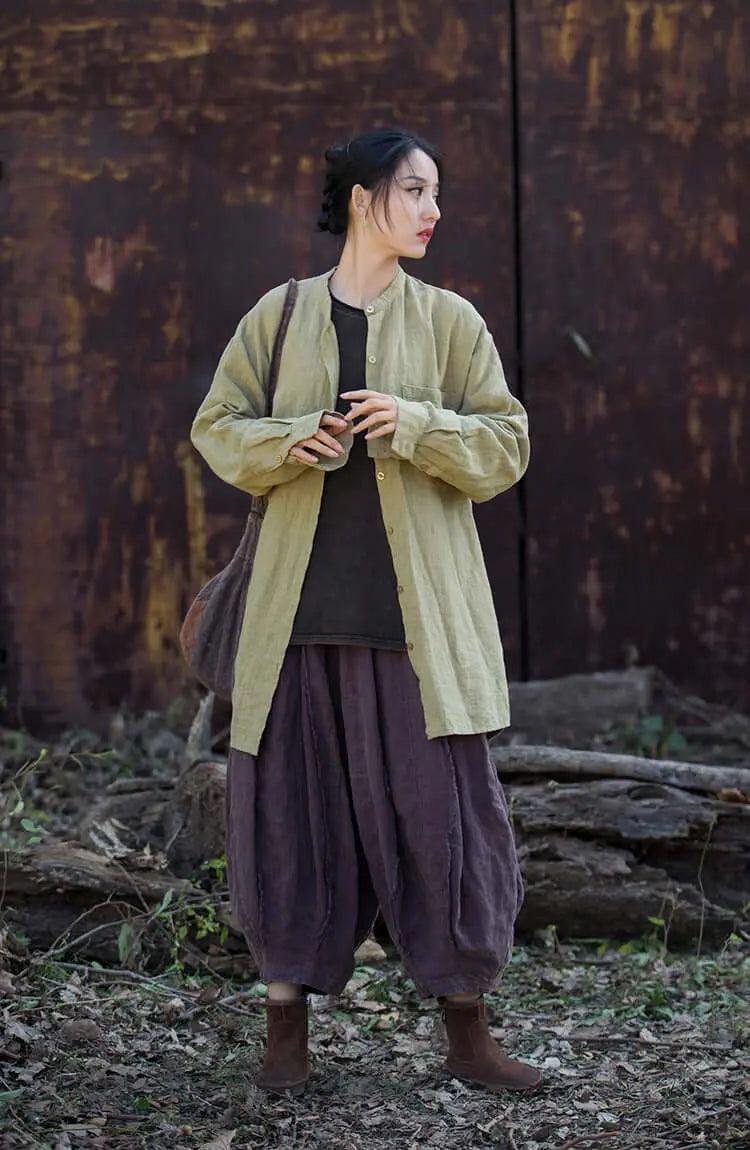 Vintage Linen Shirts for Women - Elegant & Stylish Casual Blouse - Perfect for Summer Outfits, Beach Wear & Boho Fashion