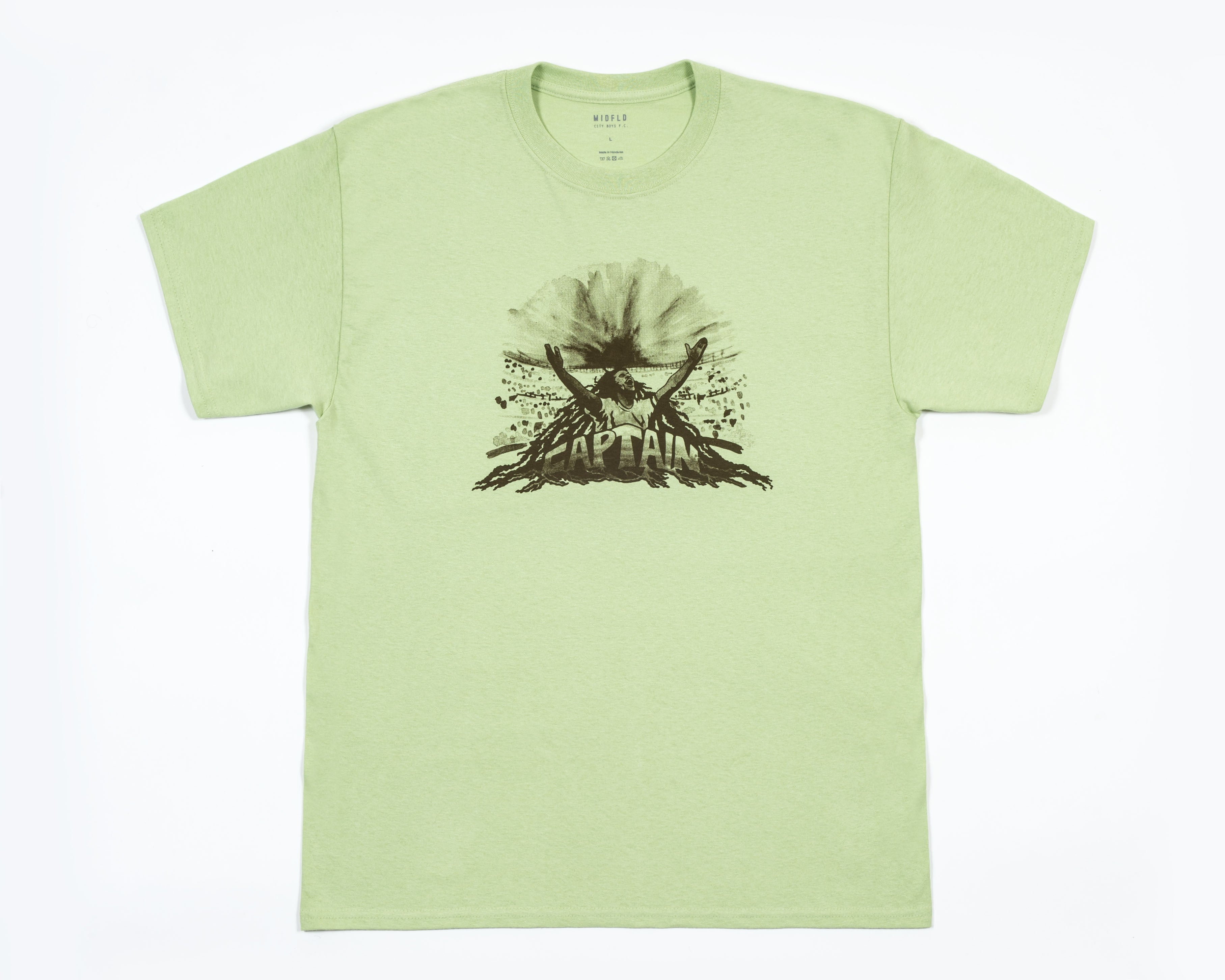 MIDFLD x CITY BOYS FC Captain T-Shirt - Premium Cotton Crewneck Tee in Pistachio Green for Men | Streetwear, Casual Wear & Soccer Fan Apparel
