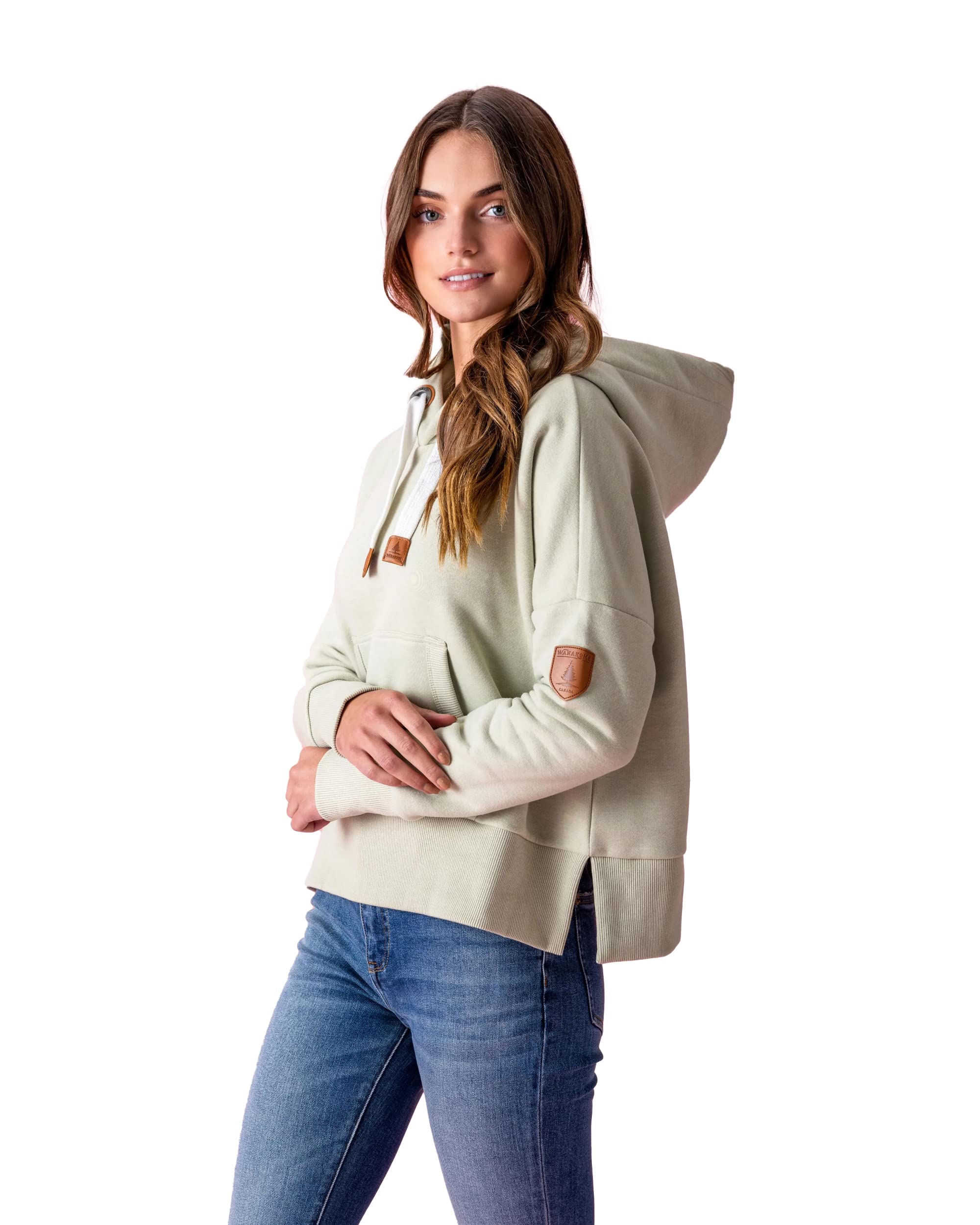 Wanakome Women's Cropped Pullover Hoodie - Soft Fleece, Lightweight & Comfortable for Yoga, Running & Casual Wear