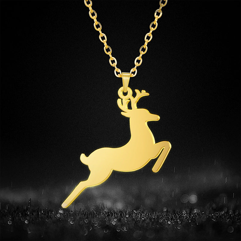 Stainless Steel Deer Pendant Necklace for Women - Elegant Jewelry Gift for Christmas, Birthday & Anniversary - Perfect for Casual Wear, Office & Special Occasions