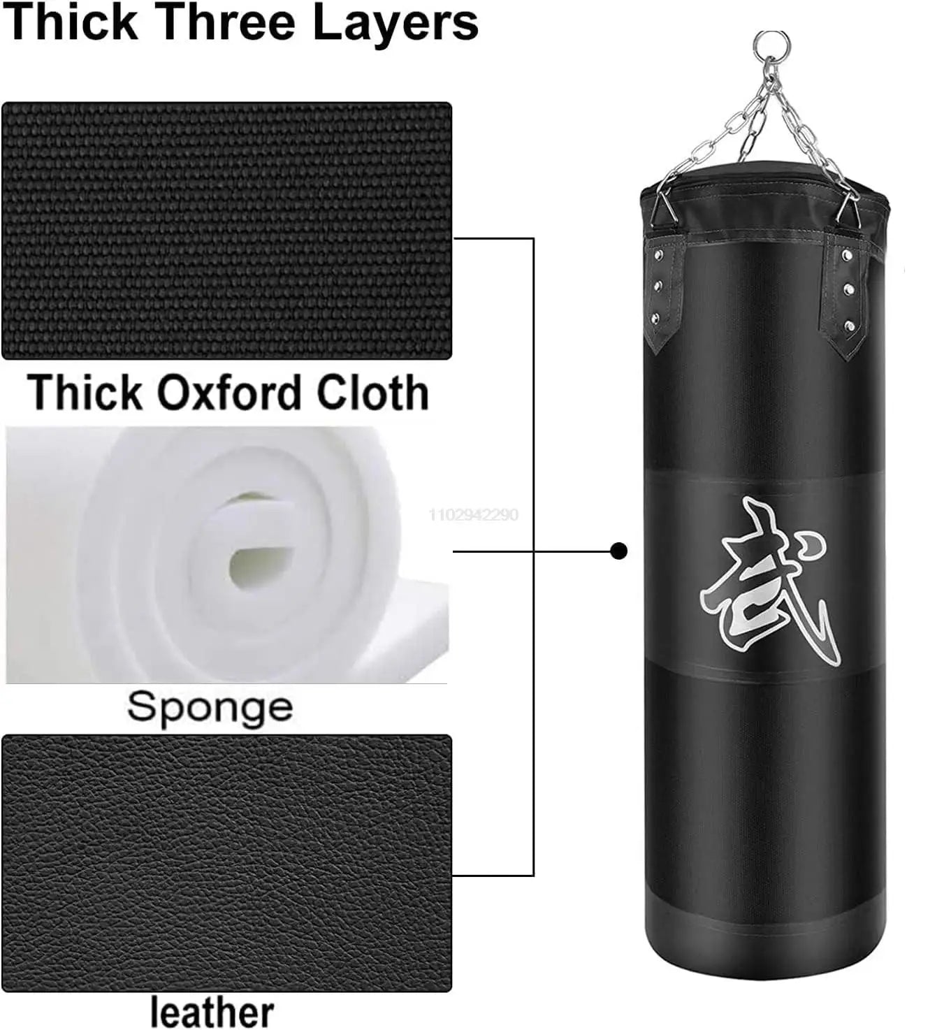 Durable Punching Sandbag for Boxing Training with Heavy-Duty Metal Chain Hook - Perfect for Home Gym, MMA, and Fitness Workouts
