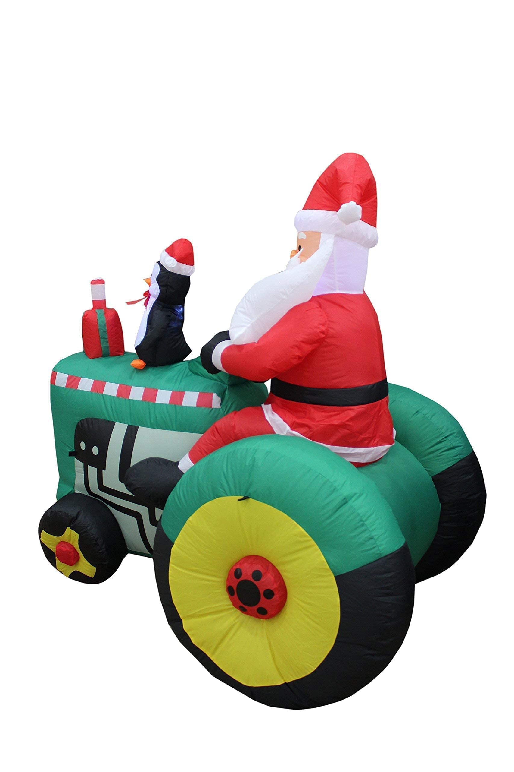 6ft Lighted Christmas Inflatable Penguin Fishing Decor & 5.3ft LED Santa Tractor with Penguin - Outdoor Holiday Party Decorations for Yard, Garden, and Christmas Festive Celebrations