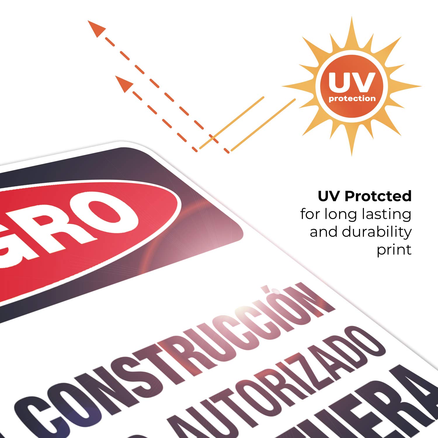 OSHA Approved Construction Danger Sign - Unauthorized Personnel Keep Out in Spanish - 24x30 Inch Rust-Free Aluminum Sign for Indoor/Outdoor Use - Durable, Fade-Resistant Safety Sign Made in USA - Perfect for Construction Sites, Warehouses & Restricted Areas