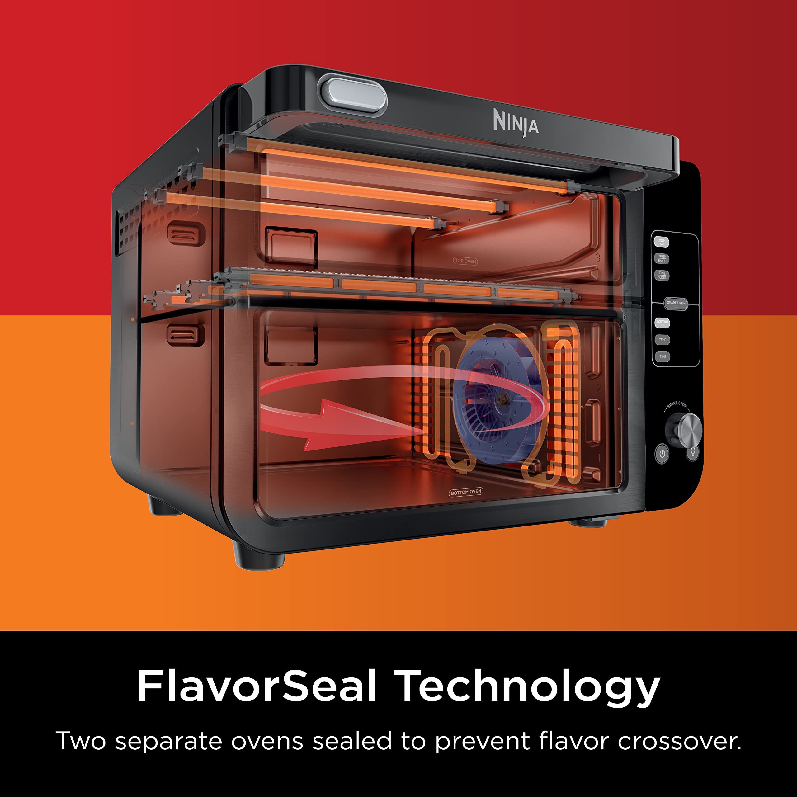 Ninja DCT402BK 13-in-1 Toaster Oven with FlexDoor & Air Fryer - Bake, Roast, Toast, Air Fry, Pizza & More - Smart Finish & FlavorSeal Technology - Perfect for Small Kitchens, Dorms & Quick Family Meals - Black Convection Oven